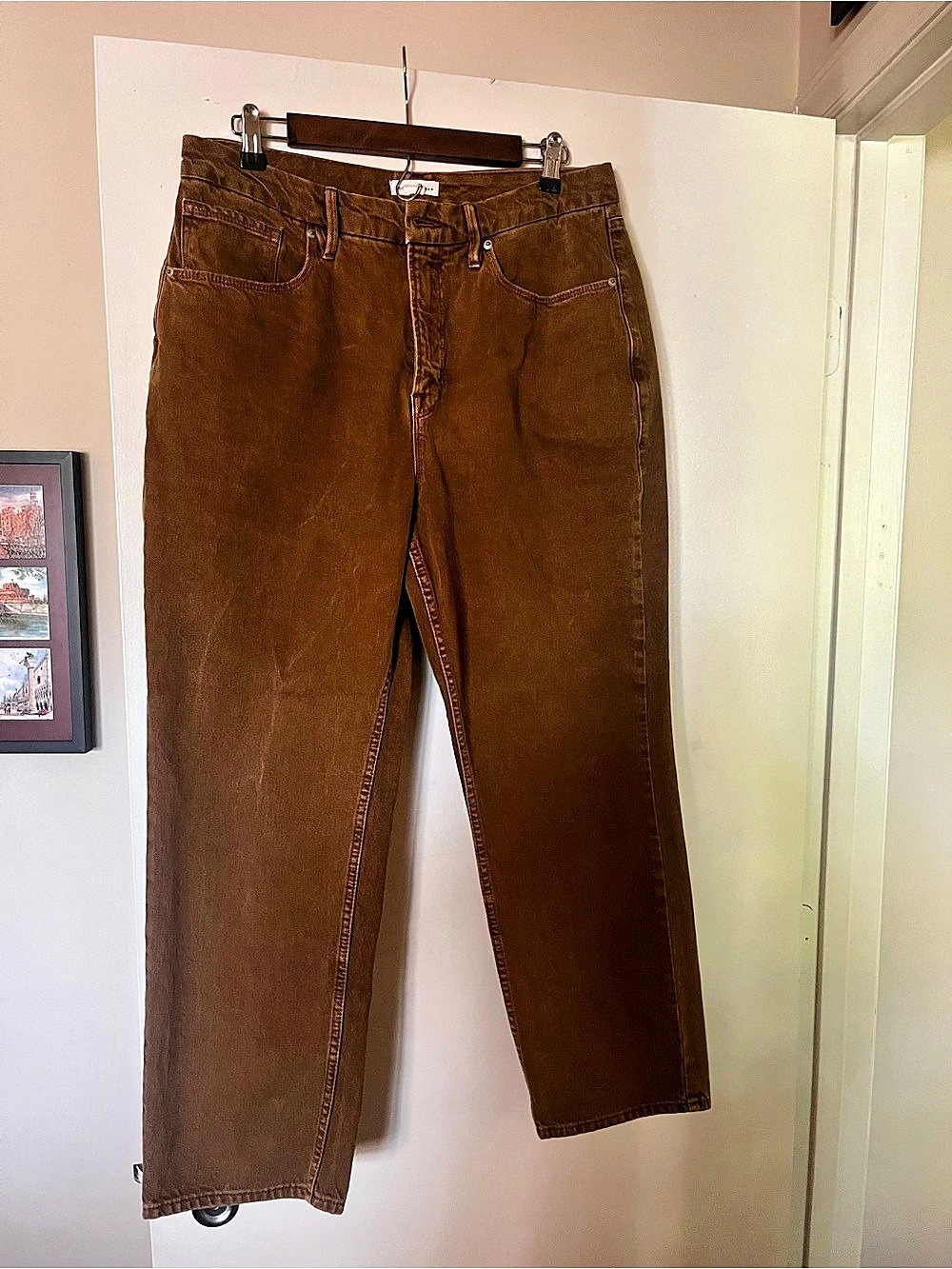 Good American Good Classic High Waist Straight Leg brown Jeans